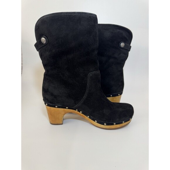 UGG Australia Lynnea Sheepskin Winter Boots Womens Size 6 Black SUEDE - Picture 10 of 16
